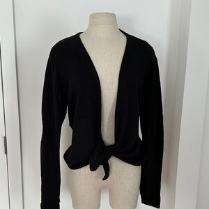 Elegant Black Women's Cardigan with Front Knot